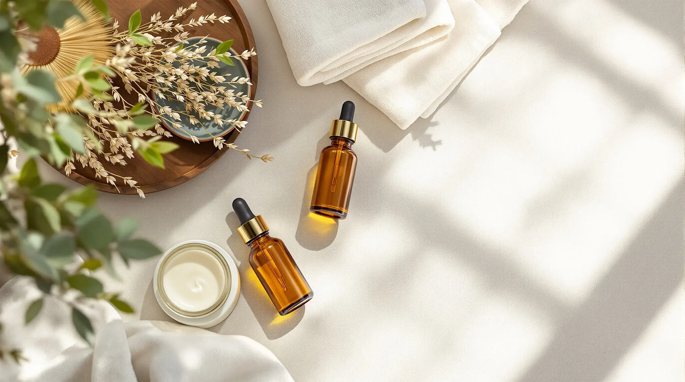 A calm, warm-neutral spa interior
