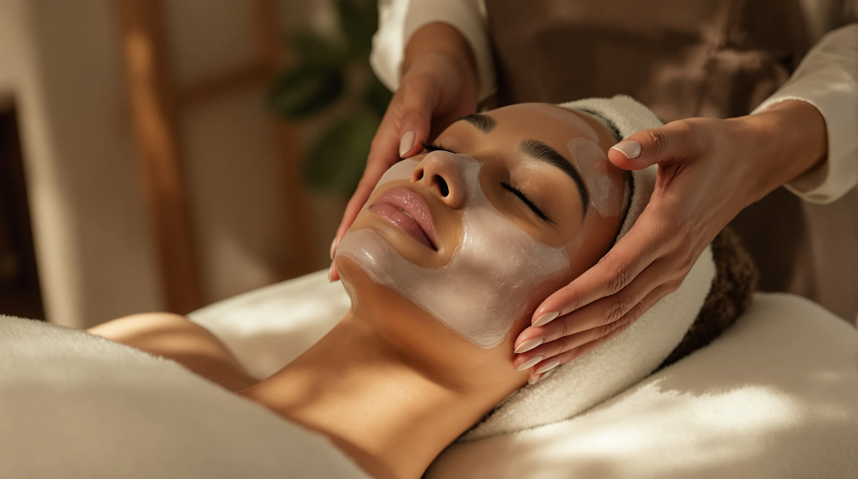 Close-up of a professional acne facial treatment in progress at a skincare studio in Greenville, SC